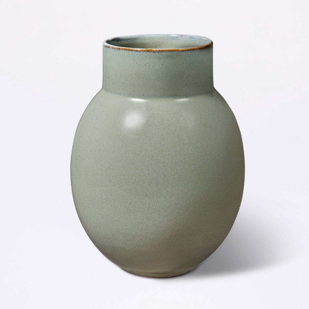 NWT Round Ceramic Vase Green - Threshold designed with Studio McGee